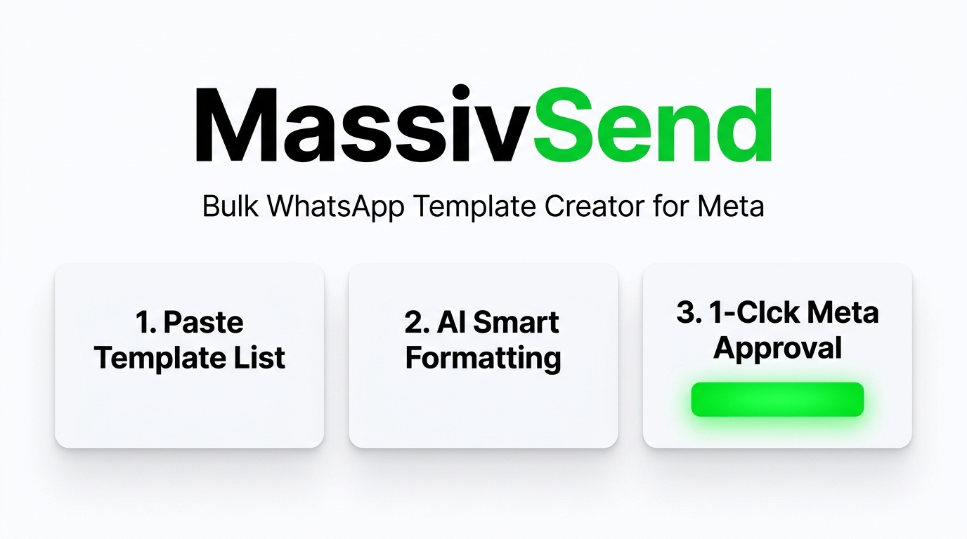 MassivSend Bulk WhatsApp Template Creator 3-Step Workflow